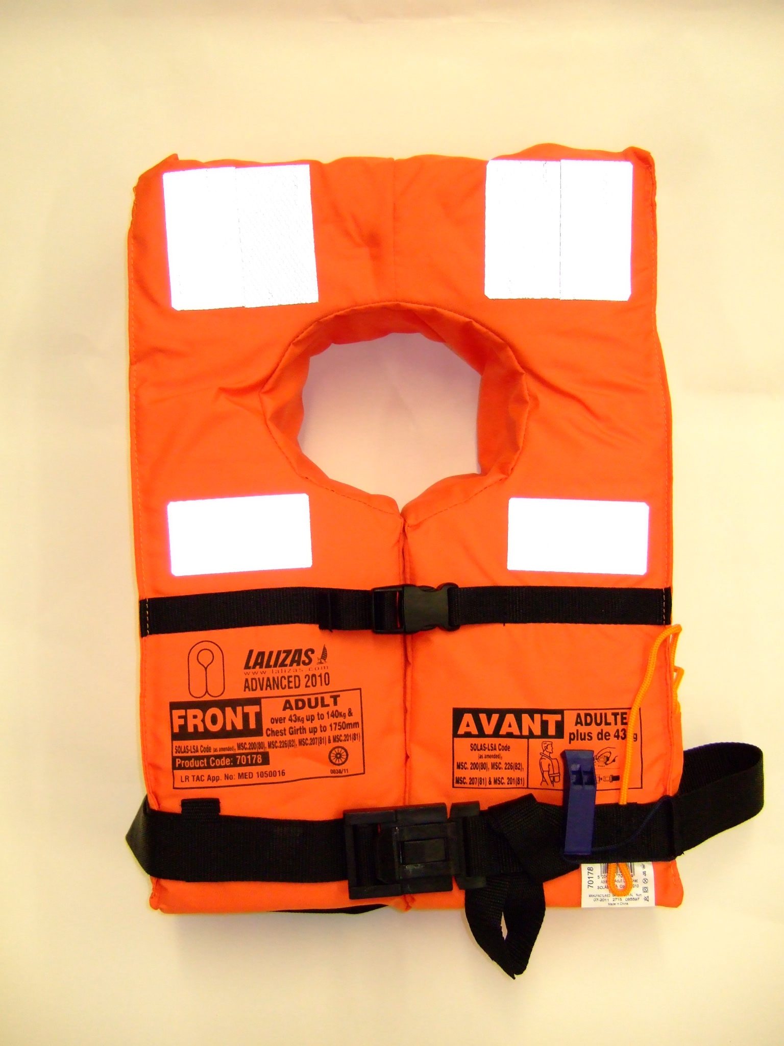 Foam Lifejacket SOLAS 2010 person between 15 kg & 43 Kg