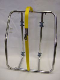 Stainless steel cradle vertical / upright mounting. 4 to 12 person raft size. 